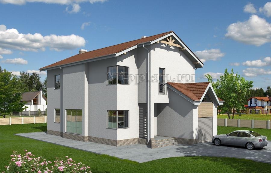 Проект двухэтажного дома с гаражом