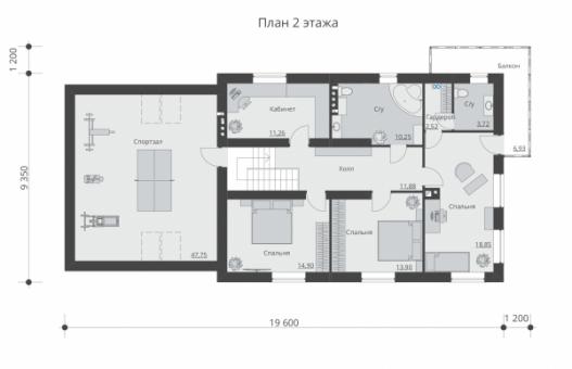 Проект индивидуального двухэтажного жилого дома с гаражом и террасой