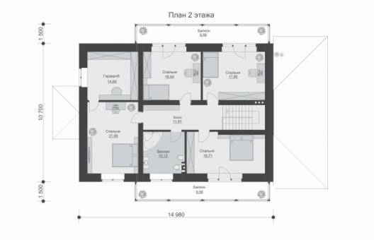 Двухэтажный дом с верандой, террасой и балконами